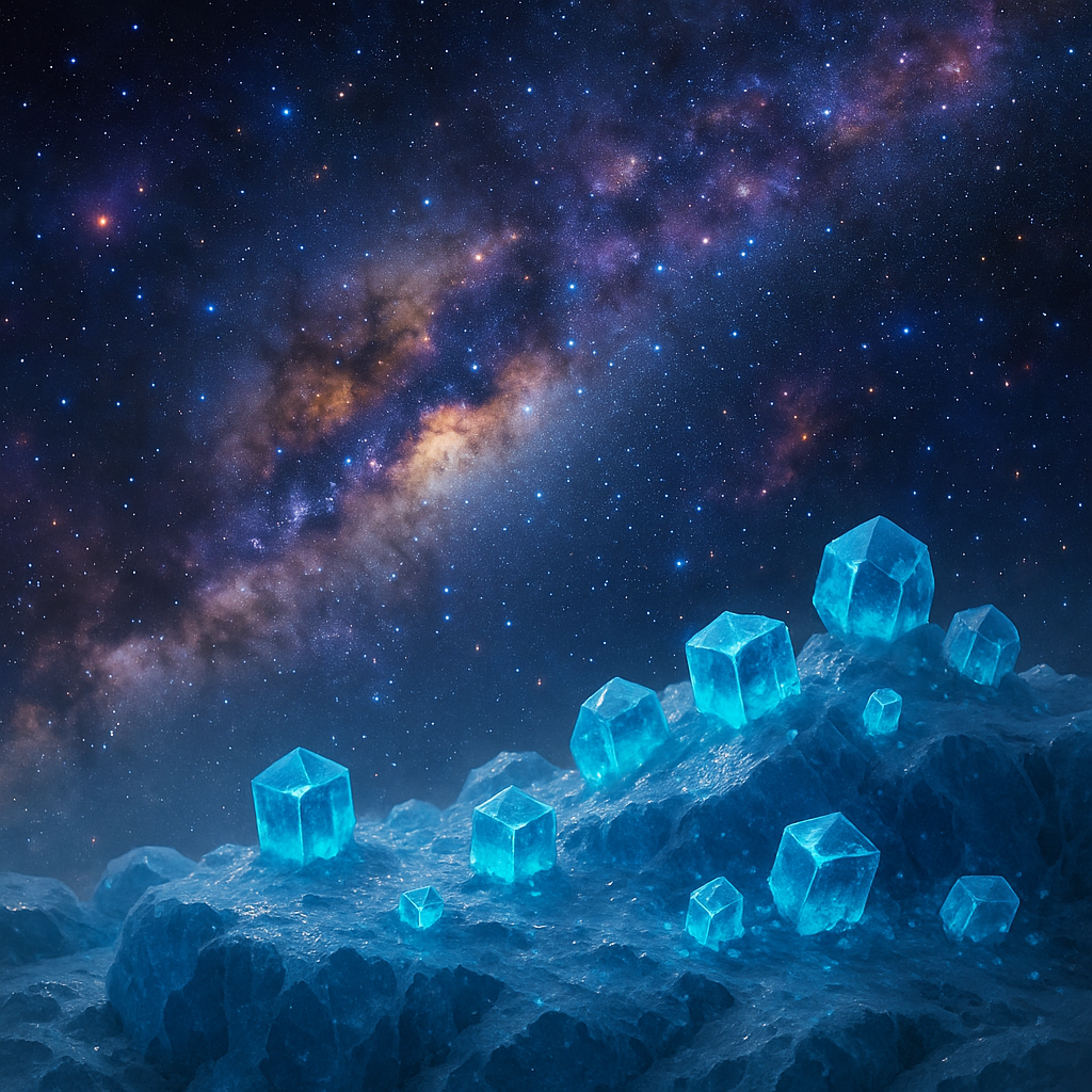 Illustration of nanocrystals within cosmic ice in space